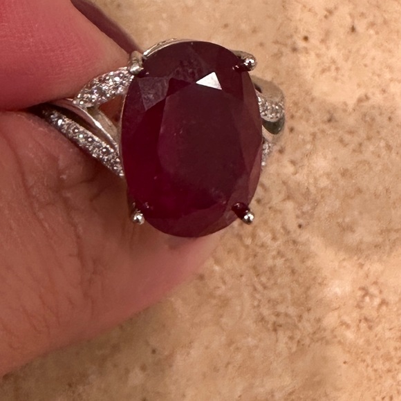 Genuine ruby 925 sterling silver ring - Picture 3 of 4